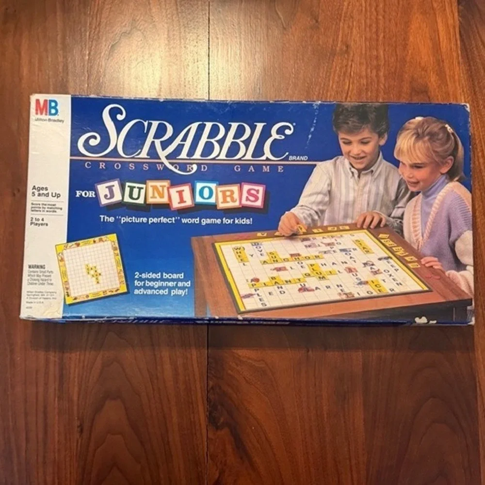 Vintage 1989 Scrabble For Juniors Board Game Milton Bradley 4039 Nearly Complete